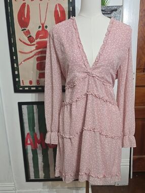 Rue21 Blush Pink Ruffle Tiered V-Neck Dress